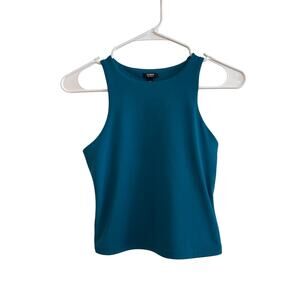 Express blue body contour high-neck tank top